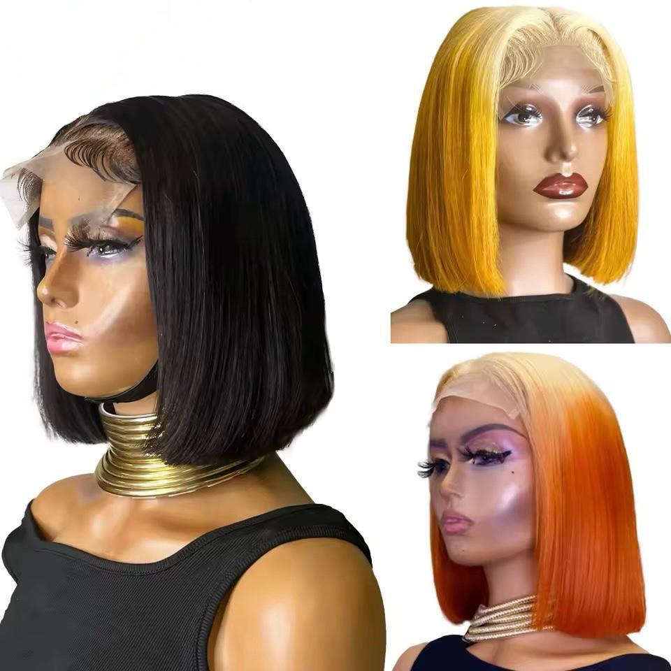 Gradient Colored Straight Bob Lace Front Wig