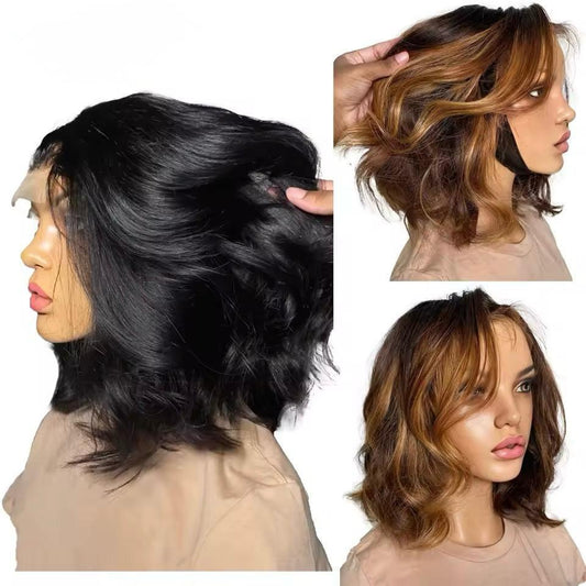 Honey Blonde Wavy Bob Lace Front Wig