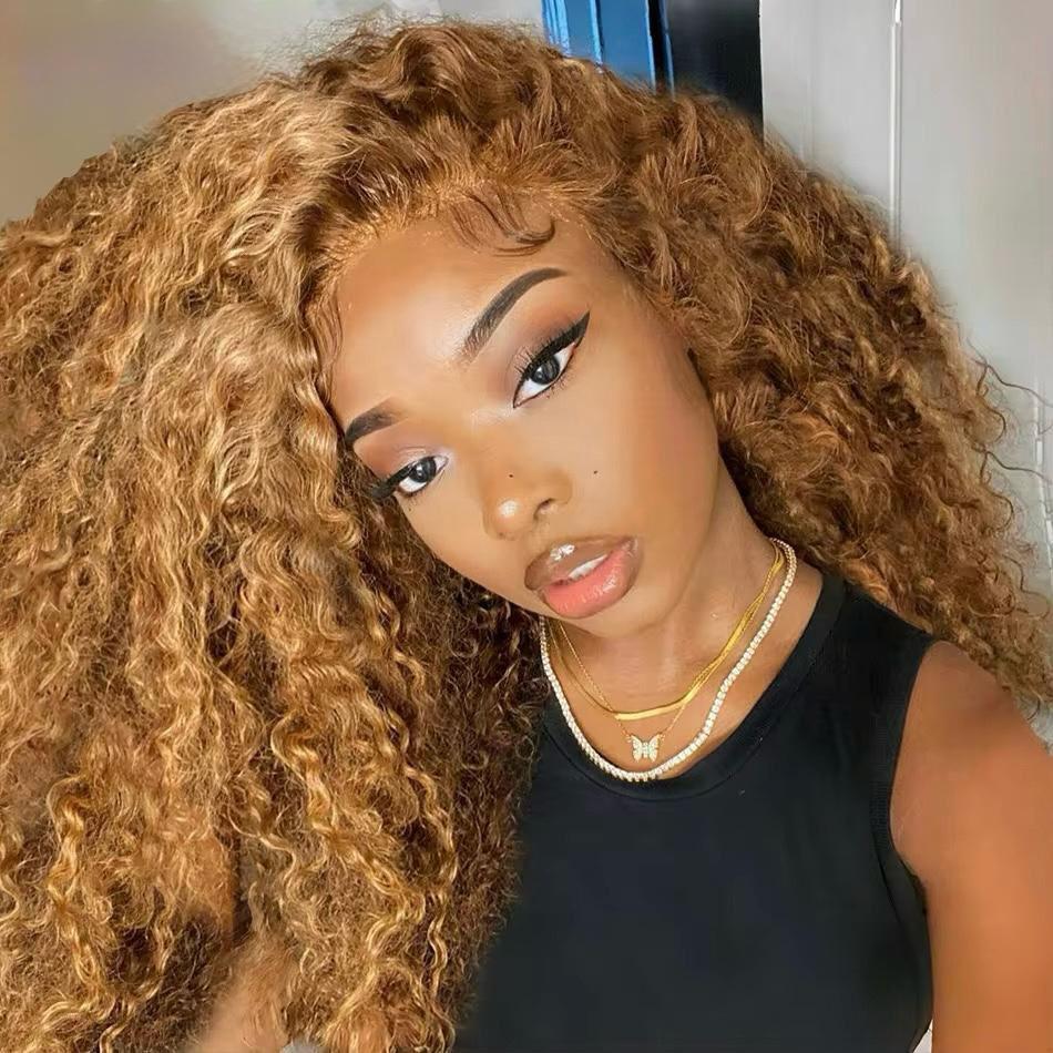 Ginger Brown Curly Bob Lace Front Wig