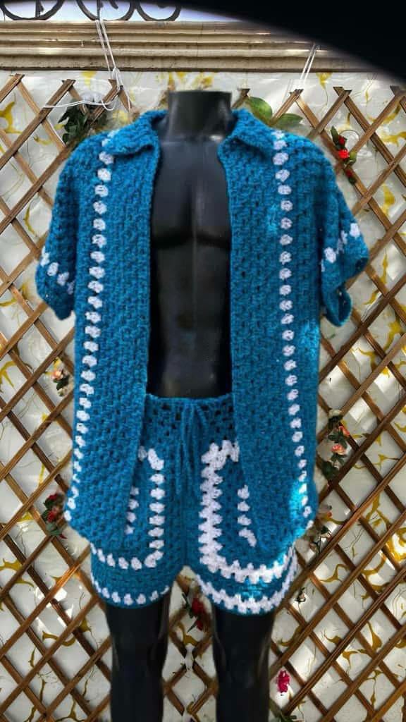Handmade Blue and White Crochet Set