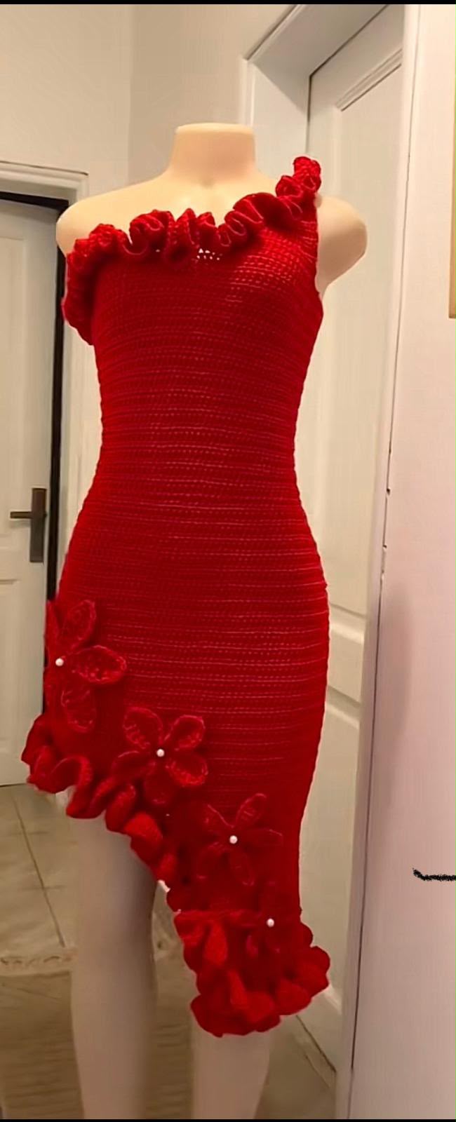 Crochet Red handmade dress