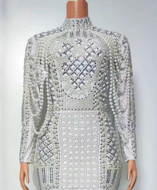 Luxury Pearl Sequin Mini Dress